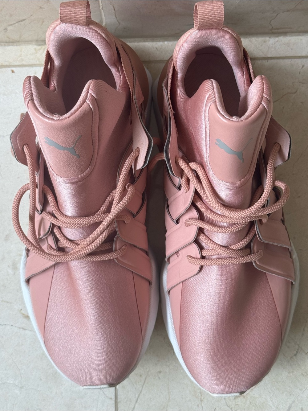Puma Rose Pink Satin High-Top Sneakers